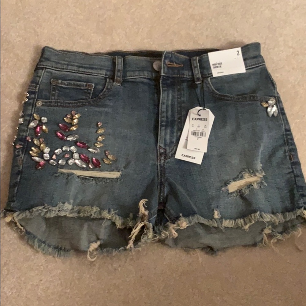 Express High Rise shortie bling rinestone short